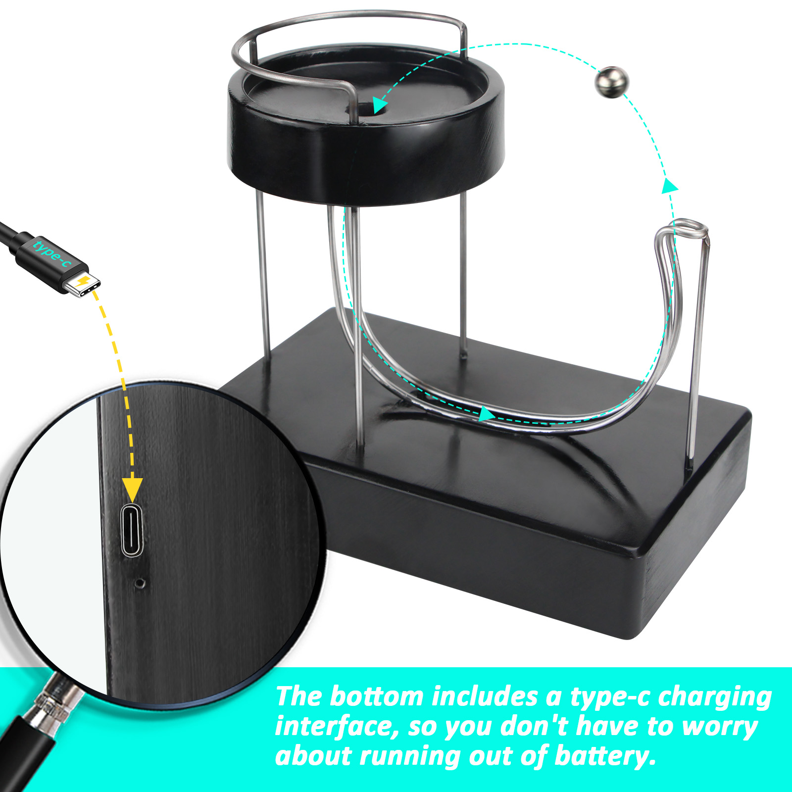 أسود مشحونة دائم البلاستيك آلة - مراجعة Newton Cradle Large وسعره